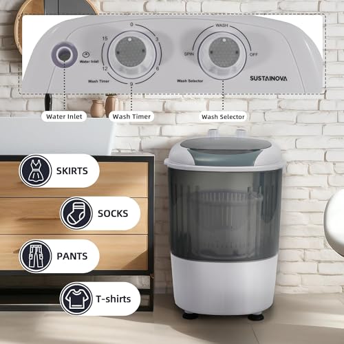 Elevon Mini Spin Dryer Portable Washing Machine, Compact Laundry for Home, Apartment, RV, Gray - style: Mini, Gray
