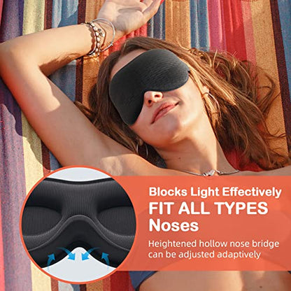 INNELO Sleep Mask for Side Sleeper, Eye Mask Sleeping Women Men, 100% Light Blocking 3D Contoured Cup Sleeping Mask Soft No Eye Pressure Cover Blindfold Night Shade for Travel Nap Yoga, Black - color: Black