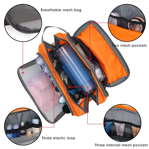 Toiletry Bag for Men/Women Hanging Dopp Kit Water Resistant Shaving Bag Small Toiletry Bag for Traveling (Orange) - color: Orange