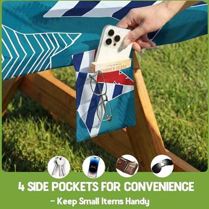 Picnic Table Cover with Bench Covers Camping Essentials Waterproof Windproof Fitted Tables and Seats Set Patio Outdoor Must Haves Stuff Tablecloth Kit Rv Owner Camper Overlanding Activities Gadgets - color: Blue Stars, size: 72in