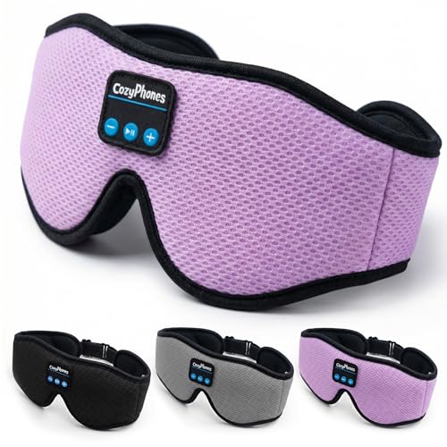 CozyPhones Bluetooth Sleep Mask Headphones for Adults – Wireless Sleep Headphones for Side Sleepers, Breathable Eye Mask for Travel, Meditation & Tinnitus Support - Lavender - color: Lavender