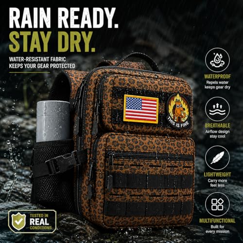 9L Mini Tactical Backpack for Men Women,Small Military Tactical Backpack for Sport,Gym,Hiking,Travel,Camping(Leopard) - color: Leopard