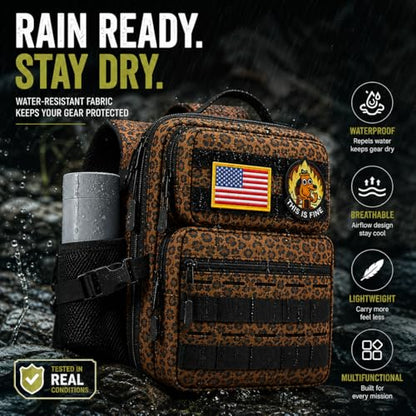 9L Mini Tactical Backpack for Men Women,Small Military Tactical Backpack for Sport,Gym,Hiking,Travel,Camping(Leopard) - color: Leopard
