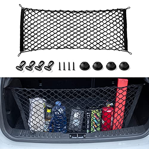 Amiss Truck Bed Cargo Net Stretchable, Adjustable Trunk Storage Net with Hook, Accessories for Pickup Bed Divider Organizer and Storage, Compatible with Chevy Silverado Ford F150 GMC (50"x 18") - size: 50×18 Inch