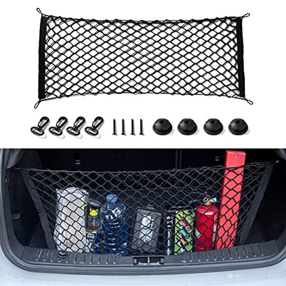 Amiss Truck Bed Cargo Net Stretchable, Adjustable Trunk Storage Net with Hook, Accessories for Pickup Bed Divider Organizer and Storage, Compatible with Chevy Silverado Ford F150 GMC (50"x 18") - size: 50×18 Inch