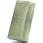 APHISON Womens Wallets RFID Blocking Leather Clutch Long Wallet for Women Card Holder Phone Organizer Ladies Travel Purse Hollow Out Sunflower Design Gift - color: GREEN