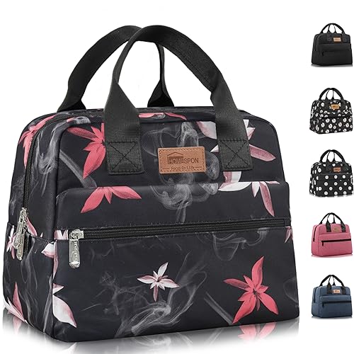 HOMESPON Insulated Lunch Bag for Women Men Lunch Box Cooler Lunch Tote for Work Picnic (Pink Flowers) - color: Pink Flowers