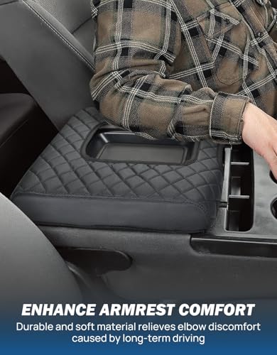 JOYTUTUS Center Console Cover Compatible with Silverado Sierra 2014 2015 2016 2017 2018 Jump Seat, Leather Arm Rest Armrest Cover for Car, Durable Middle Console Cover Replacement for Trucks - size: Jump Seat Console 2014-2018 Silverado/Sierra