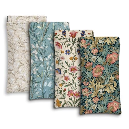 Eyeglass Cases 4 Pack,Boho Floral Pattern Sunglasses Case,PU Leather Soft Eye Glass Pouch for Women Men Student - color: Green