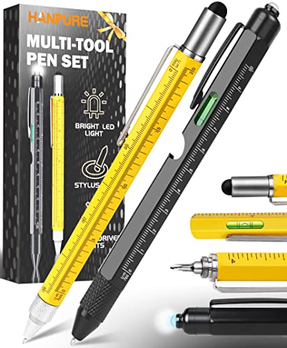 Tools Gifts Multitool Pen - Cool Gadgets for Men Dad Women Unique Birthday Gifts for Men Who Have Everything Engineer Woodworker Carpenter,Pocket Multi Tool with Light,Stylus,Ruler,Screwdriver