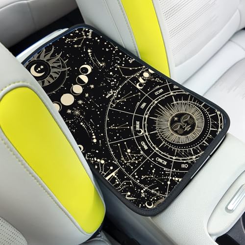 Auto Center Console Cover, Car Armrest Box Pad,Sun and Moon Soft Waterproof Auto Armrest Seat Box Cover Protector for Most Vehicle SUV Truck Car - color: Sun and Moon