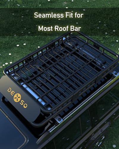 64" x 39" Universal Roof Rack Basket, 200 Lbs Capacity Rooftop Cargo Carrier Basket with 21 Cubic Feet (52" x 39" x 18") Waterproof Luggage Bag, for Suvs, Trucks, Vehiclesor Suvs, Trucks, Vehicles - size: 64" x 39" w/Bag
