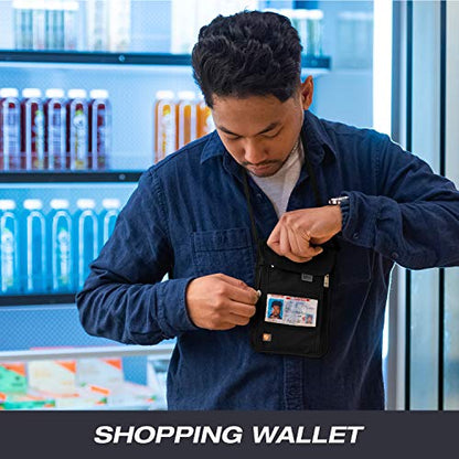 Lewis N. Clark Stash Neck Travel Wallet, RFID Blocking Passport Holder, Protect Personal Information, Slate - color: Slate