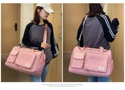 New men's and women's splash proof sports hand travel fitness shopping weekend camping overnight bags. (Pink 2) - color: Pink 2