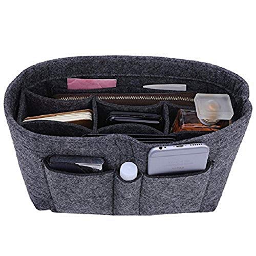 Felt Insert Bag Organizer Bag In Bag For Handbag Purse, Six Color Three Size Medium Large X-Large (Medium, Grey) - color: Grey, size: Medium