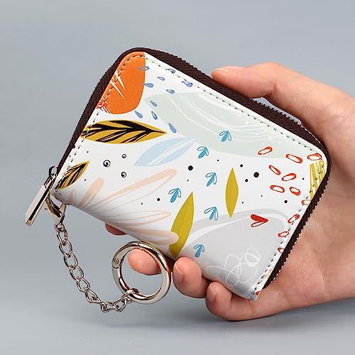 FurArt Zipper Wallet Women, RFID Blocking Credit Card Wallet, Business Card Holder, Compact Size KeyChain Wallet - color: Doodle