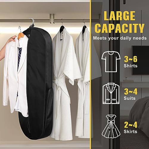 SLEEPING LAMB Heavy Duty Garment Bag for Travel, 43''Waterproof Suit Bag for Men Travel and Foldable Carry On Garment Bag for Hanging Clothes with Large Pocket in Business Trip, Black