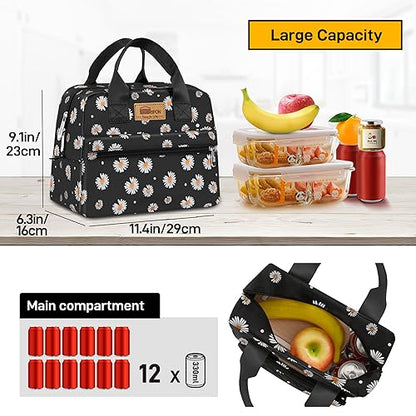 HOMESPON Insulated Lunch Bag for Women Men Lunch Box Cooler Lunch Tote for Work Picnic (Daisy) - color: Daisy