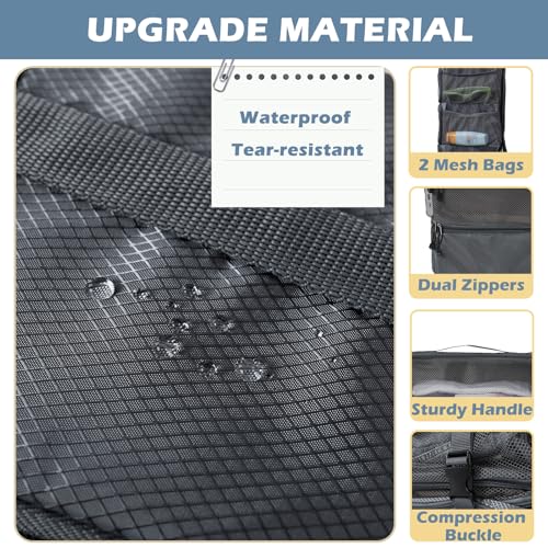 Surblue Hanging Travel Organizer Portable Hanging Luggage Organizer Multiple Compartments Collapsible Compression Closet Packing Cubes,LightGray,M - color: LightGray, size: Medium