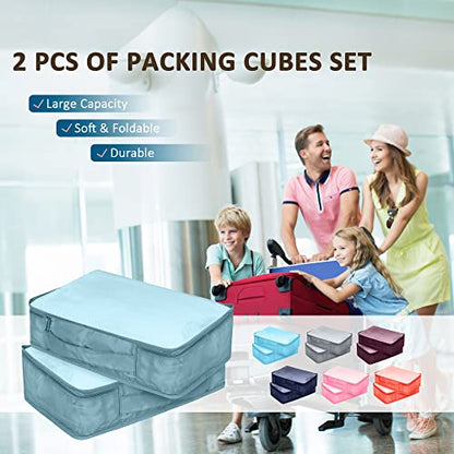 Packing Cubes Set, 2 Pcs Packing Organizers Set for Suitcases (Grey blue) - color: Grey blue