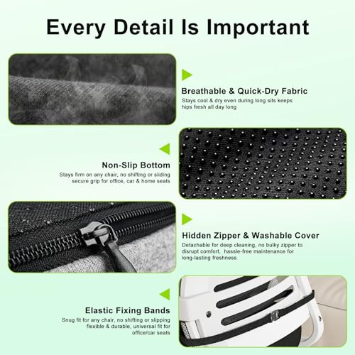 Seat Cushion, Seat Cushions for Office Chair, Ergonomic Coccyx Cushion, Breathable Non-Slip Memory Foam Pad for Long Sitting, Gaming Chair & Car Seat - color: Dark Gray