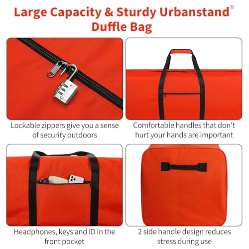 Urbanstand 48 Inch Extra Large Duffle Bag for Travel, Sports Gear Storage Bag with 2-way Lockable Zippers, Long Canvas Duffel Bag for Tent Camping tripod (Orange) - color: Orange, size: 48inch