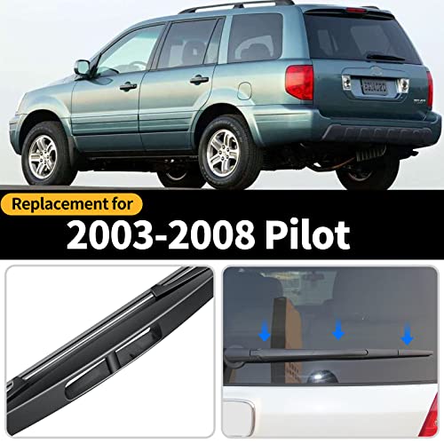 Replacement for 2003-2008 Honda Pilot Rear Windshield Wiper Blade and Arm Assembly-Original Factory Quality Car Back window wiper Arm Blade Complete Set - size: For Honda Pilot 2003-2008