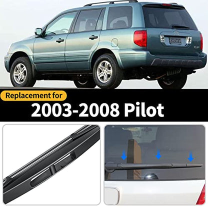 Replacement for 2003-2008 Honda Pilot Rear Windshield Wiper Blade and Arm Assembly-Original Factory Quality Car Back window wiper Arm Blade Complete Set - size: For Honda Pilot 2003-2008