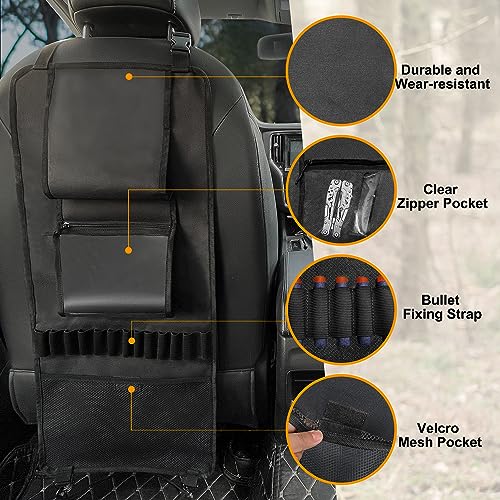 MYDAYS 2 Pack Seat Back Gun Rack, Camo Front Seat Organizer With Bullet Pocket Vehicle Holder for Hunting Rifles/Shotguns - color: Black3