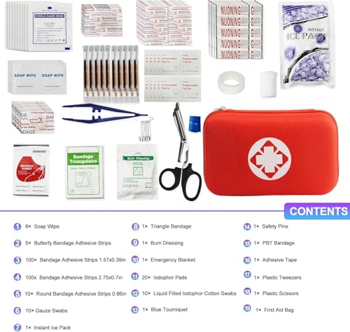 Car First Aid Kits 275Pcs Survival Gear Home Travel Size Small Emergency Kit Tactical Hiking EVA Camping Essentials Backpack Sports Office Boat Urgent Accident - style: 275Pcs