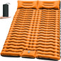 Yuzonc Double Sleeping Pad for Camping, 4" Extra Thick Self-Inflating Air Mattress - 2 Person Inflatable Camping Mat with Built-in Foot Pump & Pillow, Backpacking Hiking Tent Travel-Orange - color: Orange-1