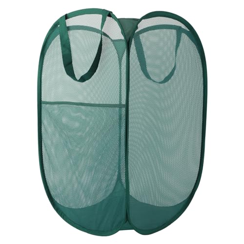 Upgraded 100L Extra Large Mesh Pop Up Laundry Basket With Handles, Light Breathable, Fold Compact, Large Hold Portable Foldable Dirty Clothes Basket For Bedroom, Laundry Room, Dorm, Hotel, Green.V - color: Green, size: Single XL Vertical
