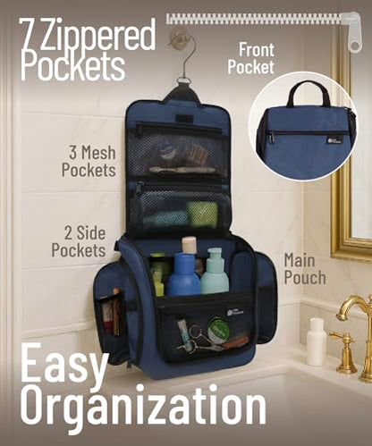 D&D Wanderlust D&D Hanging Travel Toiletry Bag for Men and Women – Cosmetics, Makeup and Toiletries Organizer Kit with 10 Compartments - color: Blue