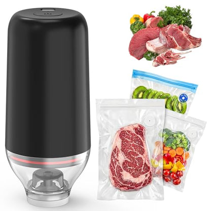 Handheld Vacuum Sealer, Sous Vide Vacuum Pump, Rechargeable Hand Held Vacuum Sealer for Food Storage, Camping, Sous Vide, Reusable Vacuum Bags Compatibility, Black(Pump Only) - color: Black