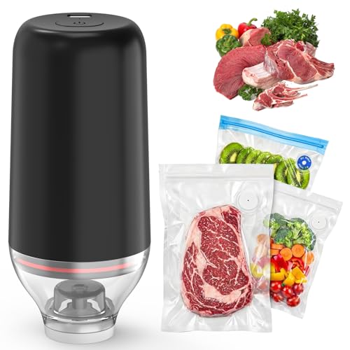 Handheld Vacuum Sealer, Sous Vide Vacuum Pump, Rechargeable Hand Held Vacuum Sealer for Food Storage, Camping, Sous Vide, Reusable Vacuum Bags Compatibility, Black(Pump Only) - color: Black