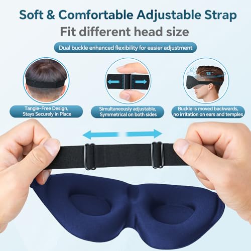 ZGGCD Sleep Mask for Side Sleeper, Light Blocking Sleeping Eye Mask for Women Men, 3D Contoured Cup Night Blindfold, Luxury Eye Cover Eyeshade with Adjustable Strap for Travel, Nap, Blue - color: Blue