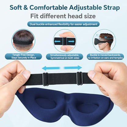ZGGCD Sleep Mask for Side Sleeper, Light Blocking Sleeping Eye Mask for Women Men, 3D Contoured Cup Night Blindfold, Luxury Eye Cover Eyeshade with Adjustable Strap for Travel, Nap, Blue - color: Blue