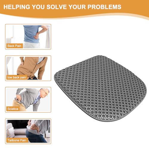 EVEME Large Gel Seat Cushion for Long Sitting with Non-Slip Cover,Soft & Breathable,Seat Cushion for Chair,Car,Office,Desk Chair,Wheelchair - size: 17" x 15" x 1.2" - Gray