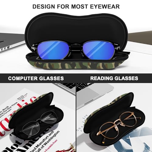 Sunglasses Soft Case, Ultra Light Portable Neoprene Zipper Glasses Case for Men Women - color: Green Camouflage