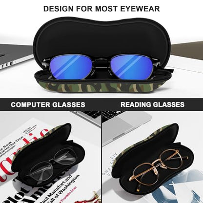 Sunglasses Soft Case, Ultra Light Portable Neoprene Zipper Glasses Case for Men Women - color: Green Camouflage