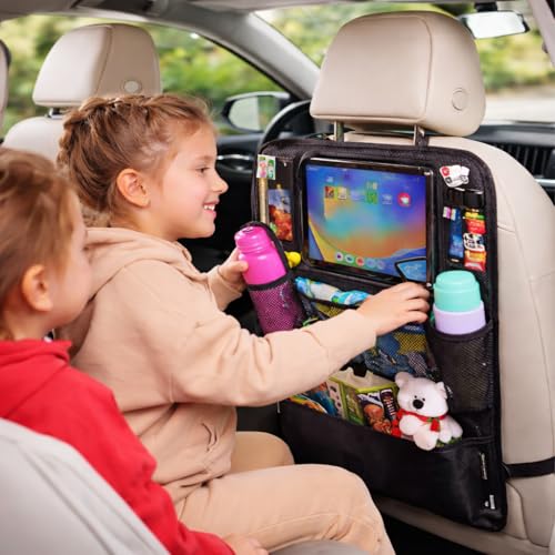 Helteko Car Seat Organizer, Ultra Version Kids Backseat Car Organizers and Storage, Waterproof Back Seat Protector Kick Mats with Tablet Holder 12 in, Car Accessories Interior and Travel Essentials. - color: Black, size: 1 Pack