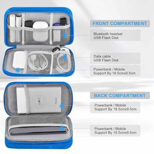 ZINMARK Portable Cable Organizer Case,Travel Pouch with Double-Layer Storage for Cables,Chargers,Earbuds & Phone,Black Blue– Small Size - color: Black Blue