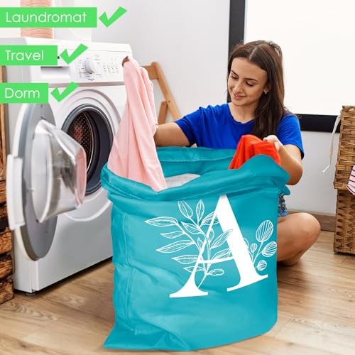 Sylfairy 2 Pack Extra Large Travel Laundry Bag, Dirty Clothes Organizer with Drawstring,Heavy Duty Travel Laundry Bags - color: Letter A
