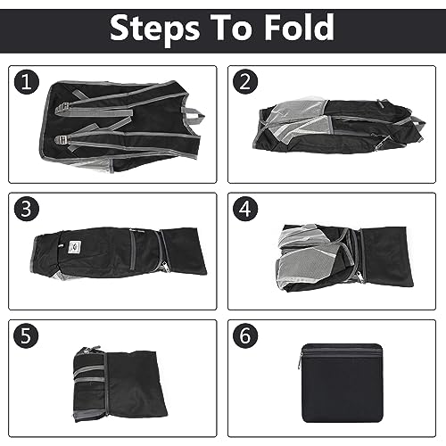 Esup 15L Lightweight Hiking Backpack Foldable Small Travel Backpack Packable Camping Backpack for Women Men (Black) - color: Black