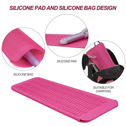 1Pack Silicone Heat Resistant Mat Pouch for Hair Straightener, Curling Iron, Flat Iron and Hot Hair Tools Pink - color: Pink, size: 1 Pack