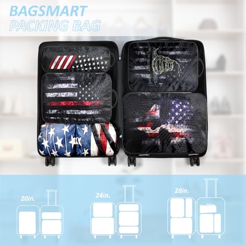 National flag Compression Packing Cubes Set (7 Piece) - 1776 flag Travel Organizer Bags Essential Bag for Clothes Shoes Cosmetics Toiletry - color: Black-9
