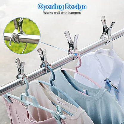 Coideal Beach Towel Chair Clips - 10 Pack Pool Cover Clips Stainless Steel Quilt Clamps Metal Large Heavy Duty Clothes Pins Windproof for Sunbed Lounge Cruise - size: 11 cm