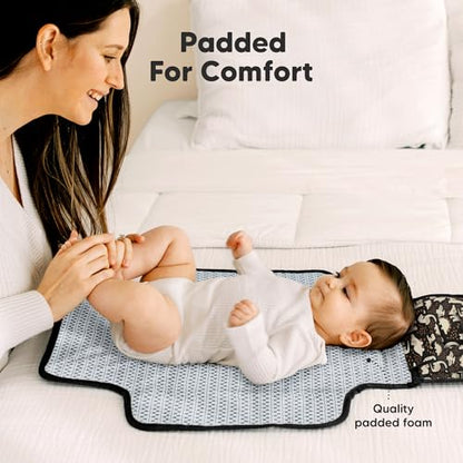 KeaBabies Portable Diaper Changing Pad, Travel, Car - Large Waterproof Baby Changing Mat, Wipeable, Padded, On The Go Travel Diaper Clutch Bag, Easy to Use Pockets for Newborn Essentials (Dino Ridge) - color: Dino Ridge