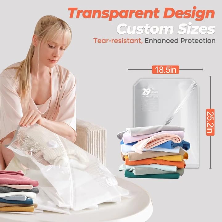 Vacbird Travel Vacuum Storage Bags, 8 Pack 29" Vacuum Seal Bags with Rechargeable Cordless Pump Compression Packing for Clothing Clothes Suitcase Luggage - size: 8 Pack Small