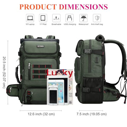 WITZMAN Carry on Travel Backpack for Men Women Airline Approved Convertible Nylon Duffle Backpack Luggage Bag (B682 Army Green) - color: 02.army Green